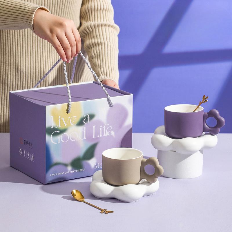 Life In Good Life Keramiktasse Kaffeetasse Hoher Wert Festivalaktivitäten Souvenirs INS Stil Glasurtasse Geschenkset