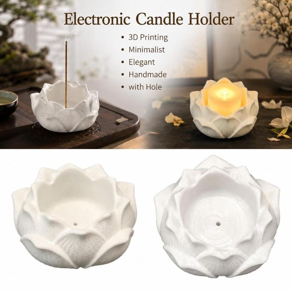 3D Printing Lotus Incense Burner Minimalist Incense Stick Holder Electronic Candle Holder  Tea Room