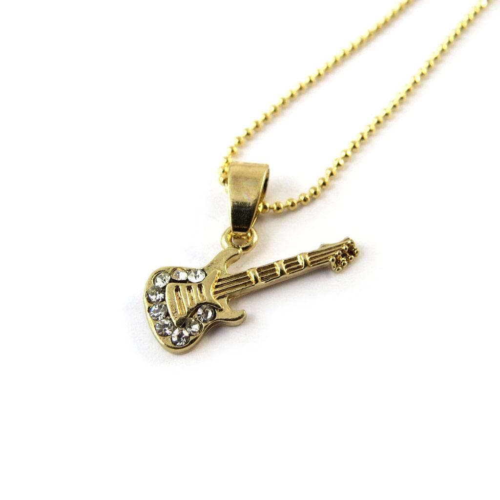 Les Trésors De Lily [N8159] - Golden White 'Guitar' Designer Necklace