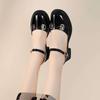2025 new summer bag head sandals women's thick heel medium heel patent leather women's shoes summer single shoes soft sole hollow shoes