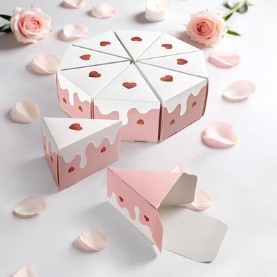 8Pcs Triangular Cake Shaped Paper Gift Box Cookie Candy Baby Shower Favors Treat Kids Birthday Party Dessert Packaging Boxes