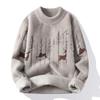 Men's 2023 Trendy Faux Mink Wool Sweater: Warm, Thick, Round Neck Beige Knitwear for Autumn/Winter