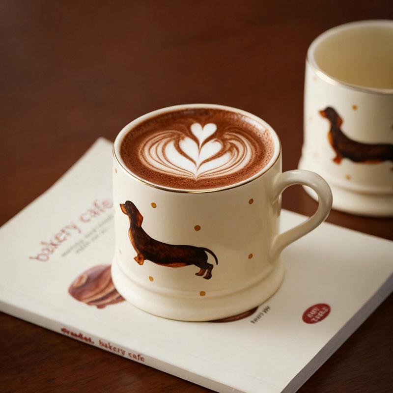 Cute Dachshund Ceramic Mug Ins High Value Coffee Cup Household Drinking Cup Souvenir Afternoon Teacup