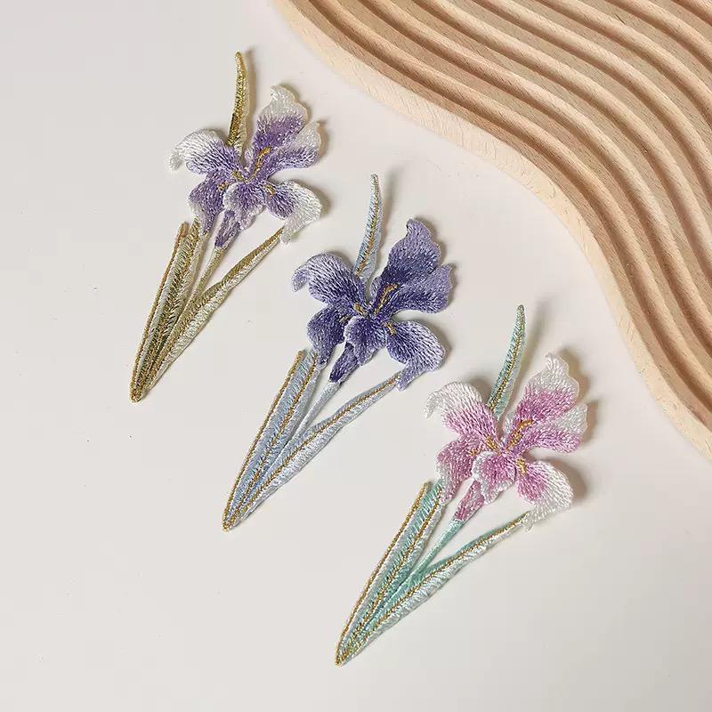 Ancient Style Phalaenopsis Embroidery Patch for Clothes, Pants, Bags & Hanfu DIY