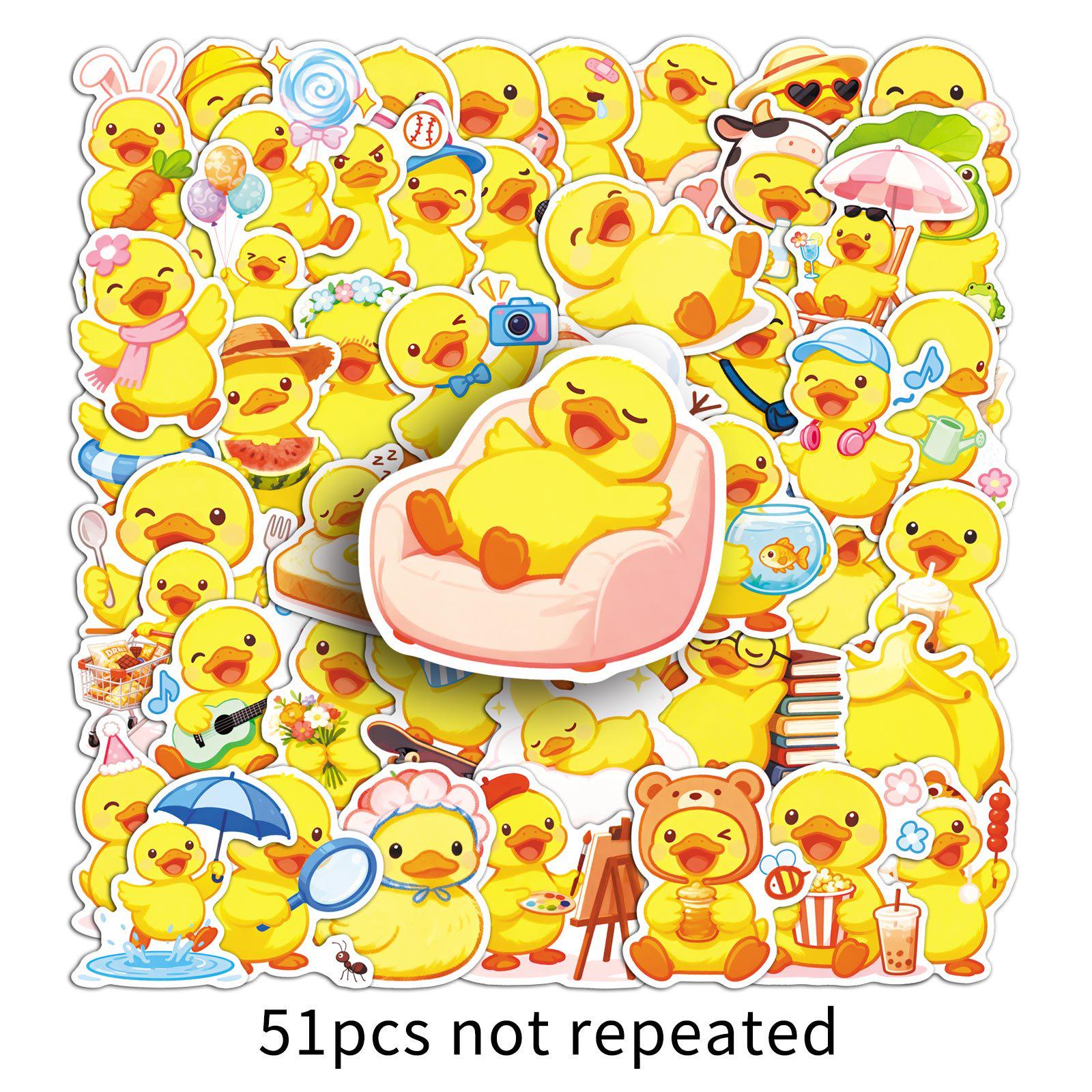 51 Cute Hand-Painted Cartoon Duck Stickers - Perfect for Suitcases & Helmets