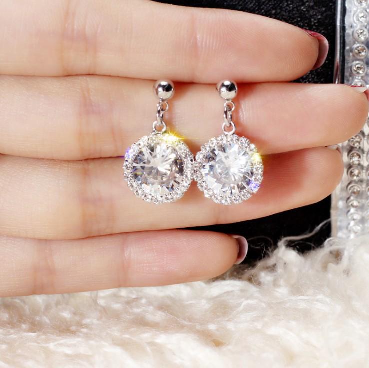 Korean Style Fashion Rhinestone Crystal Water Drop Earrings