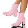 Women's Casual Faux Leather Ankle Boots Non-Slip Pointed Toe Chunky Block Heel Short Boots for Women Comfortable Low Heeled Dress Booties With Zipper