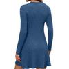 JKASHDK Women's Fashion Spring Fall Solid Color Print Long Sleeve O-Neck High Waist  Casual Dresses