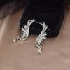 Exaggerated Super Flash Angel Wings Full Of Diamond Earrings, Hipster Personality Long Earbone Clip Earrings