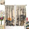 Asian Curtains   Vintage Japanese Ink and Landscape Crane Traditional Cherry Blossom Flower Sun Window Treatments Drapes for Girl