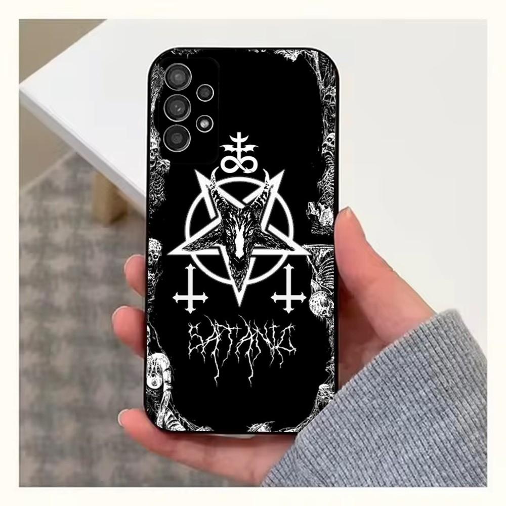 Satanic Hell Pentagram Phone Case For Samsung S25,S24,S23,S22,S20,S21,S10,Ultra,Plus,Lite,FE,Soft Silicone Black Cover