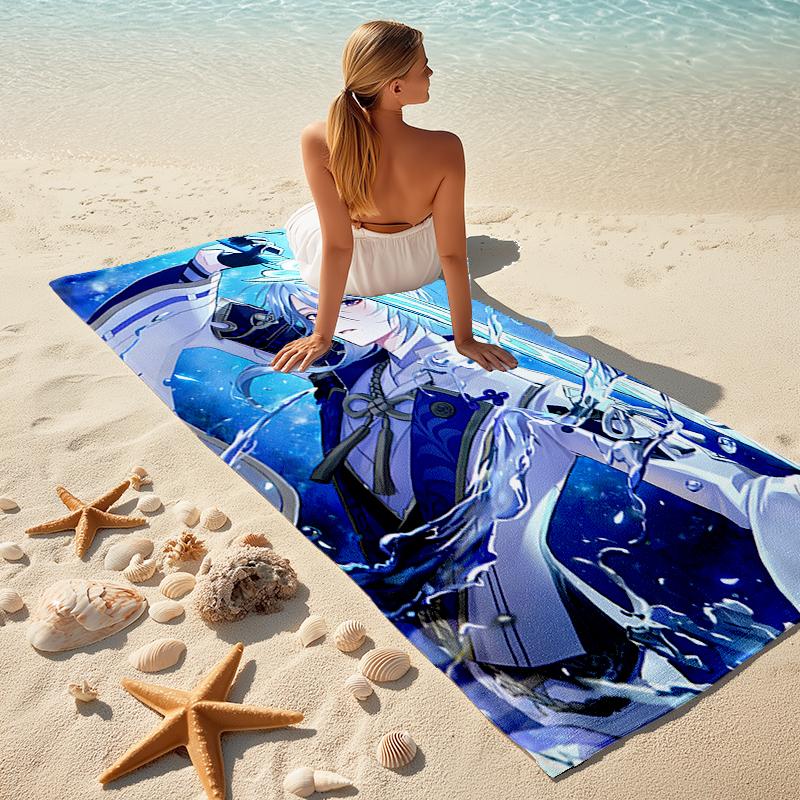 1pc Genshin Impact1 Beach Towel, Comfortable and Thick, and Swimming/Bath/Picnic/Camping Towel, Suitable for Seaside Beaches