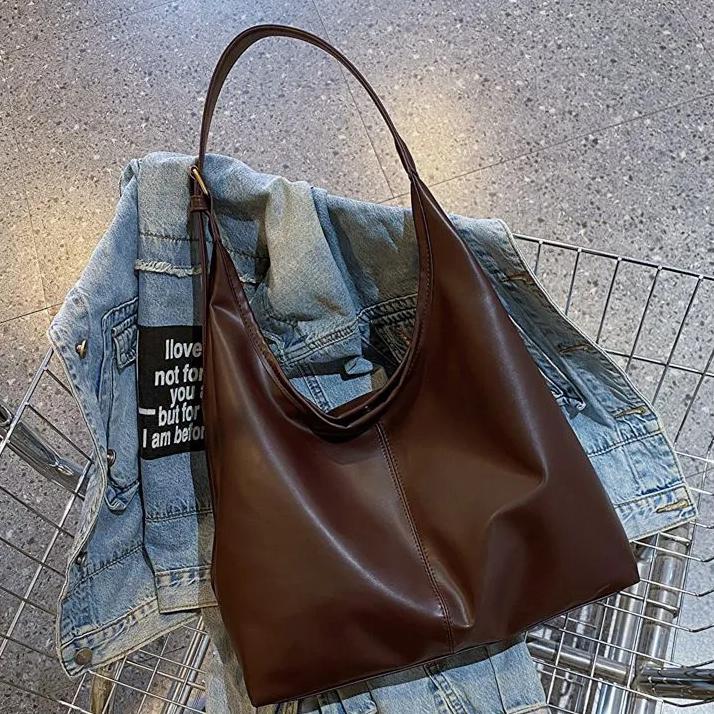 WTEMPO Four Seasons Umhängetasche mit großem Fassungsvermögen für den Arbeitsweg, einfarbige, einfache, lässige Tragetasche für Damen, Schultertasche, Unterarmtasche