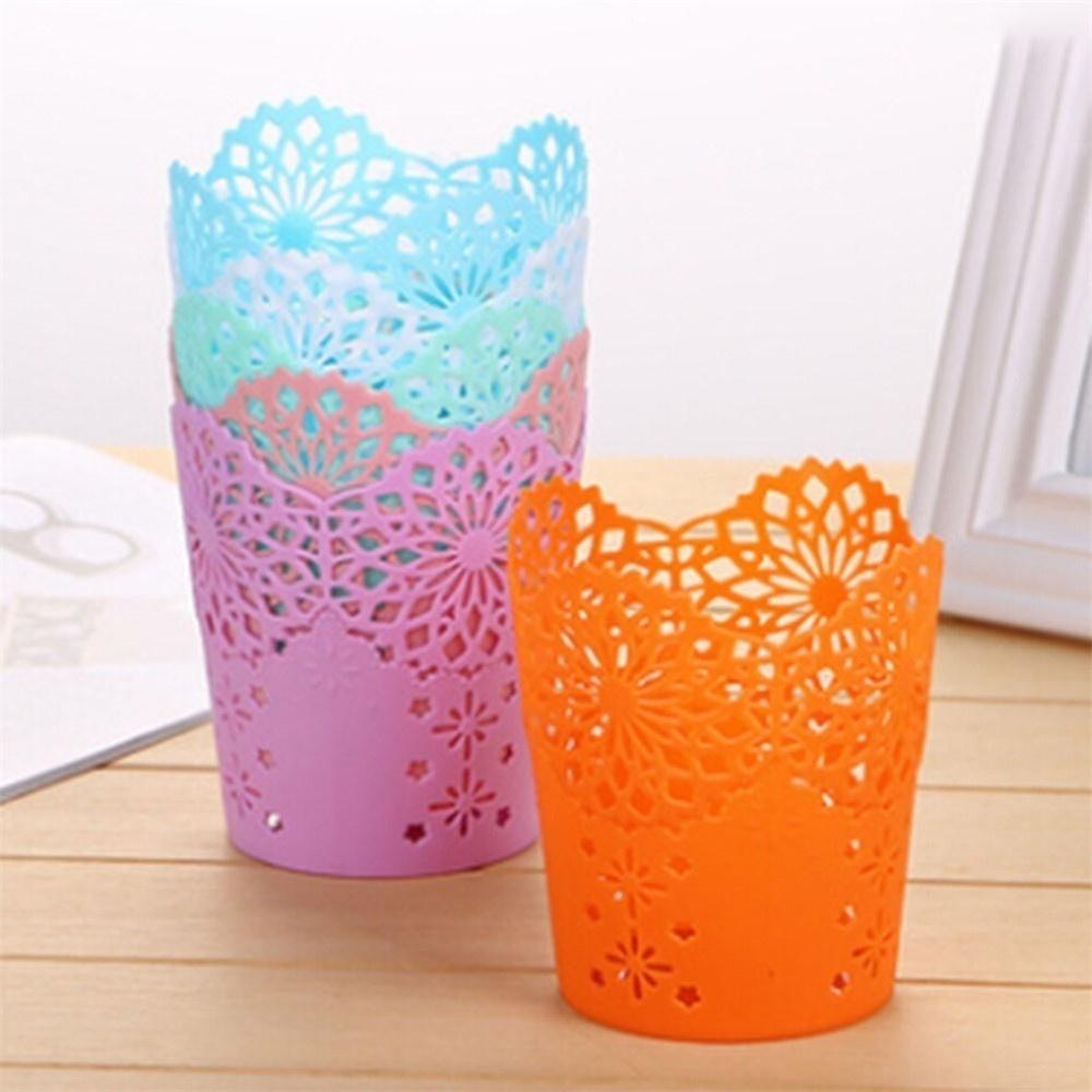 Lace Hollow Pencil Holder Out Table Trash Can Desk Organizer for Office School Home Desk Accessories