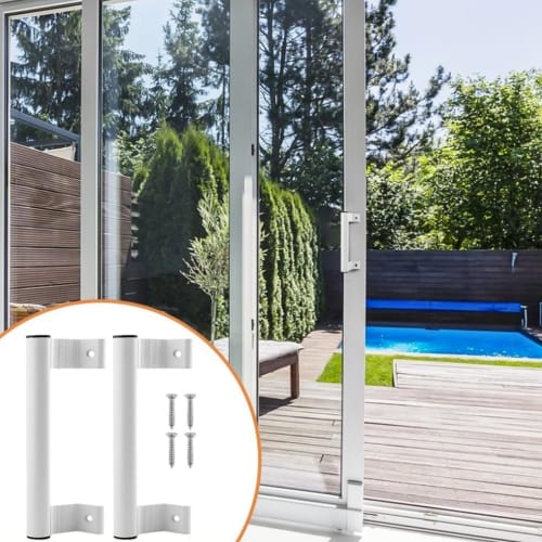 Set of 2 Aluminum Alloy Door Handles for Cabinets and Sliding Doors with Screws (White)