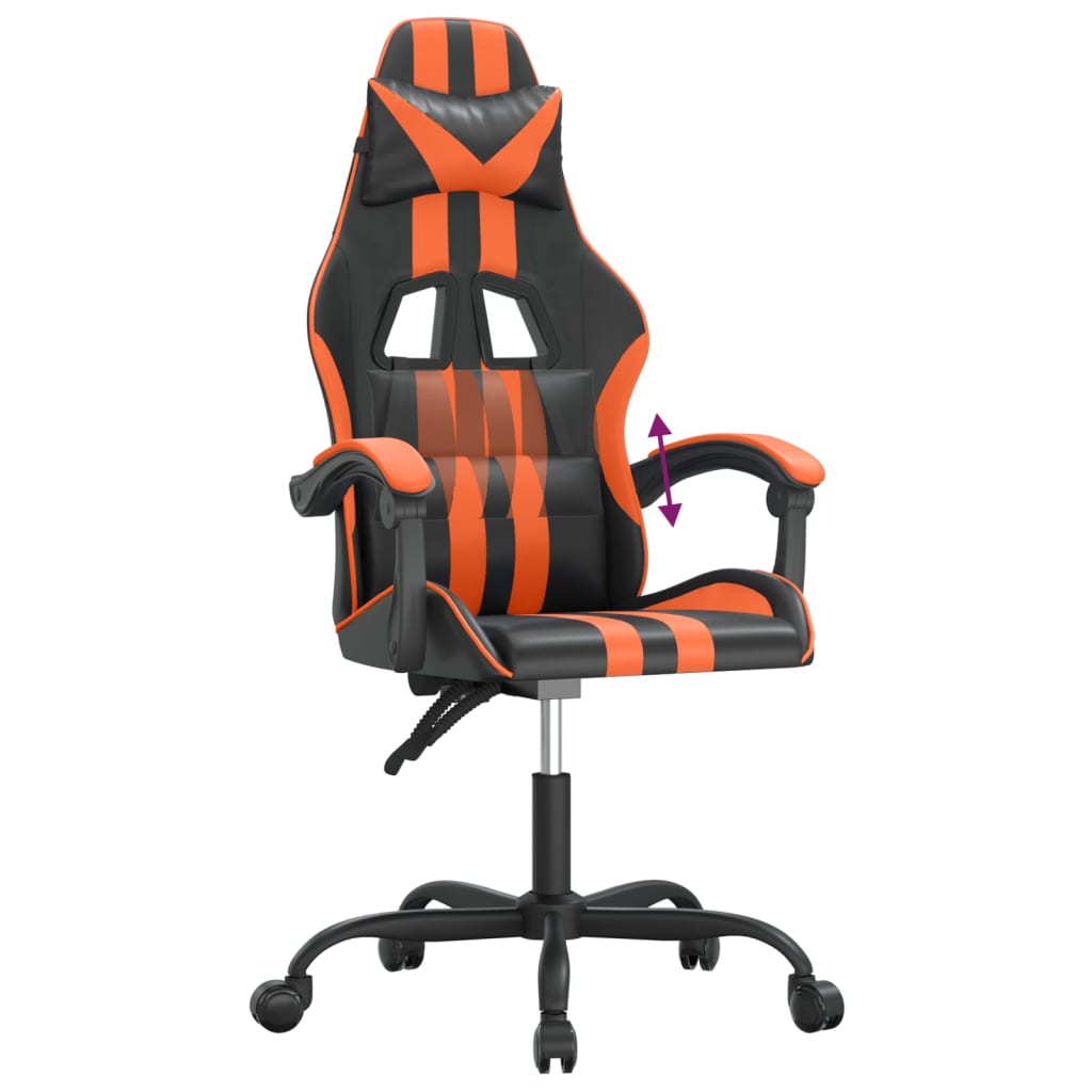 Gaming Chair Black and Orange Synthetic Leather