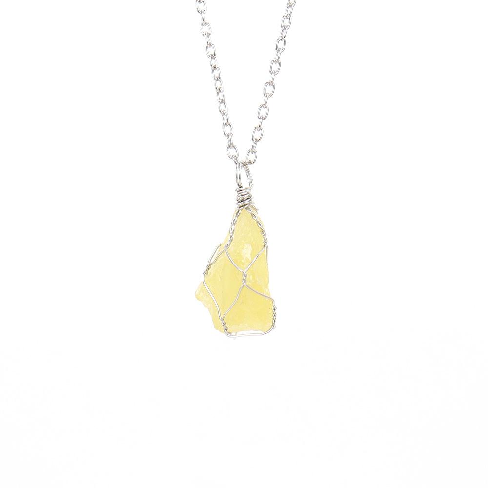 Irregular Natural Crystal Amethyst Rough Stone Pendant, Handmade Twisted Stone Necklace N651