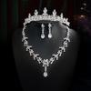 Wedding Accessories Crown Necklace Earring Set High End Look Dance Party Decoration Bride's Jewelry Three Piece Set