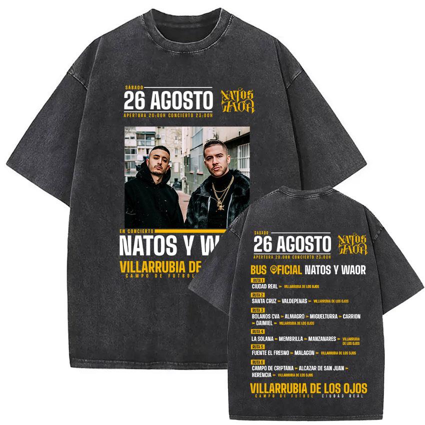 Vintage Washed NATOS WAOR 13 Logo Album T Shirt Hip Hop Rap Gothic Clothing T-shirt Men Women High Quality Short Sleeve T Shirts