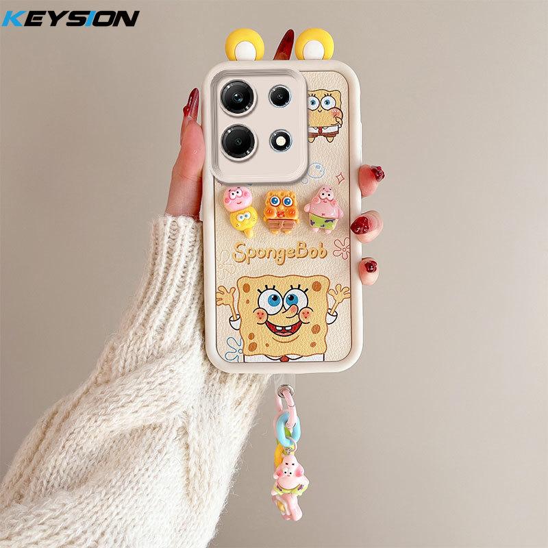 KEYSION Cute Ear 3D Cartoon Case for Infinix Note 30 with Bracelet Soft Silicone Shockproof Phone Cover for Infinix Note 30 5G