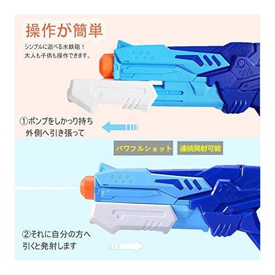 Water Gun, Set of 2, Water Gun, Pump Type, Super Strong Flying Distance, 8-11m, Water Play, Shooter, Water Pistol, Beach, River, Bath, Pool, Heat
