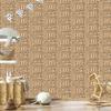 Polynesian Geometric Pattern Wallpaper Gold and Brown 50x1000