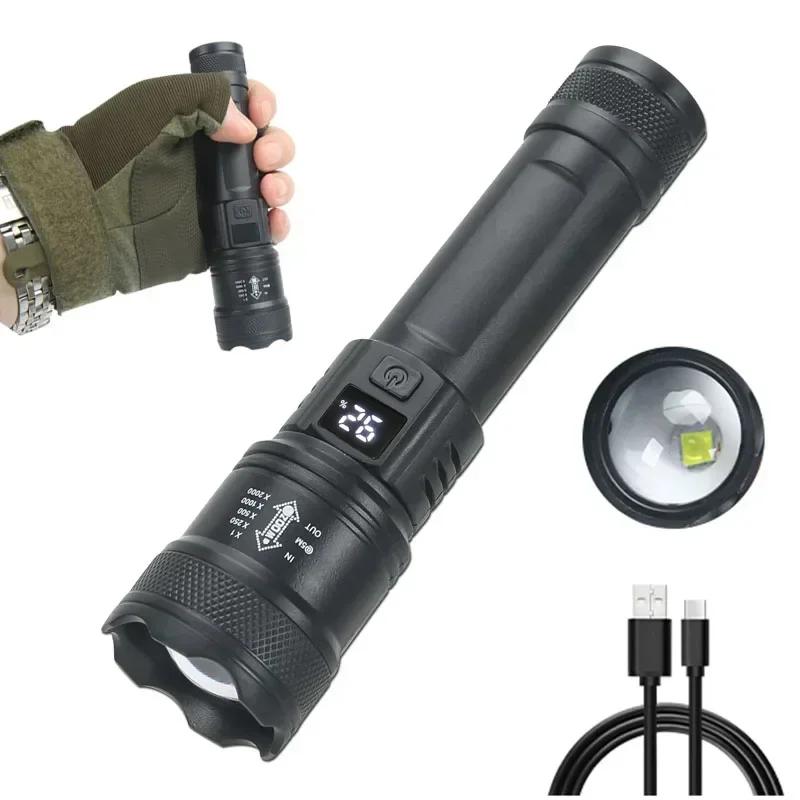 Portable Rechargeable LED Flashlights High Power Military Tactical Flashlight Telescopic Zoom Torch Lamp Outdoor Camping Fishing