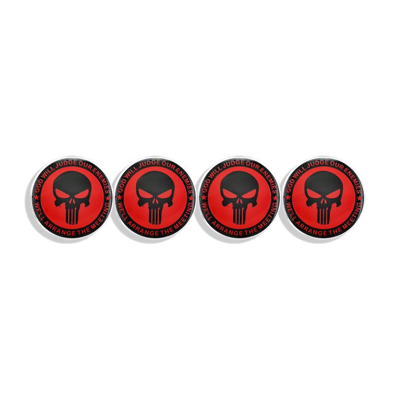 Car Decor 4pcs 56mm Skull Logo Car Wheel Center Hub Cap Aluminium Sticker For Universal Cars Styling Accessories