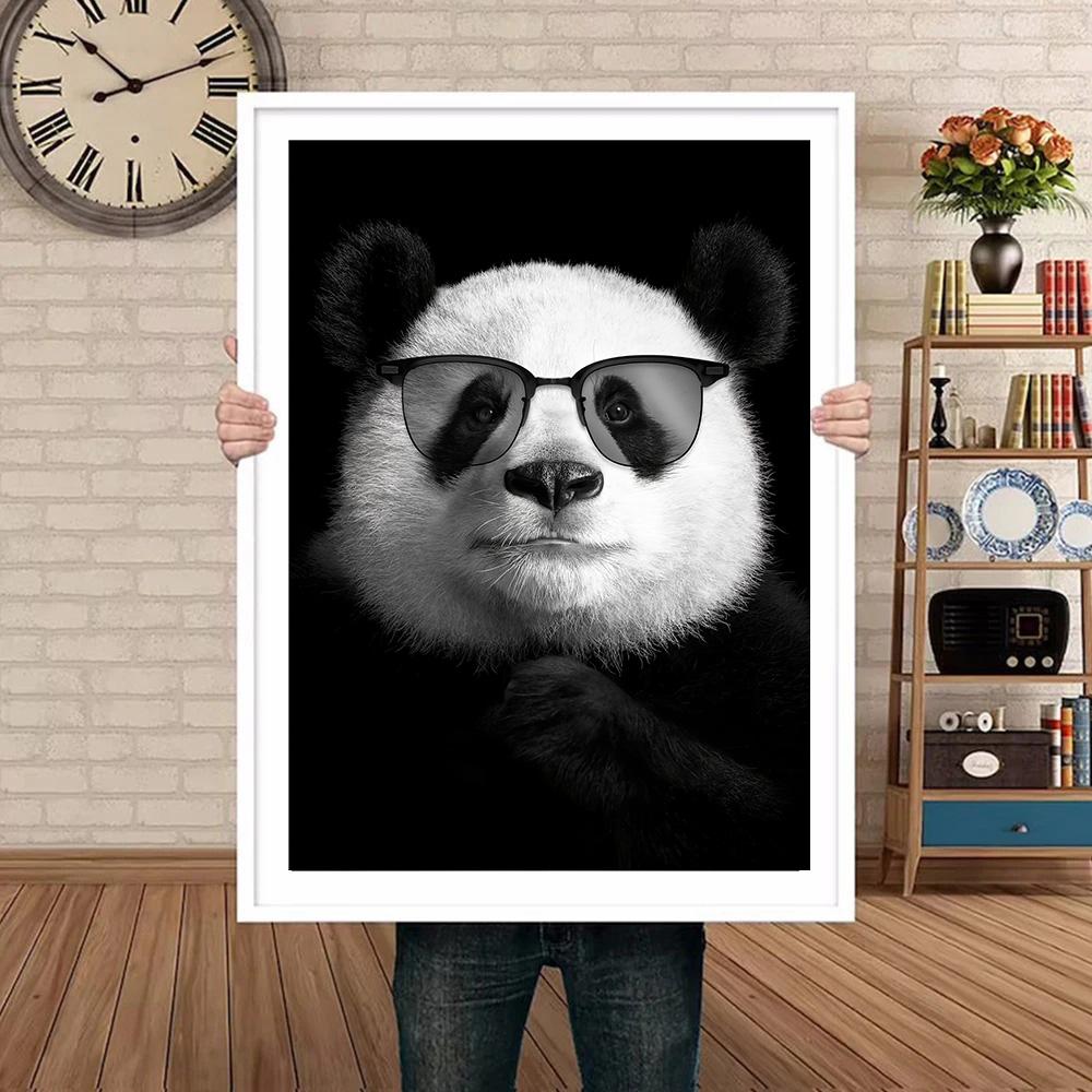 

Скандинавская мультяшная картина на холсте, настенное искусство, милые картинки панды, современный домашний декор, забавный черно-белый постер с животными 20x30cm
