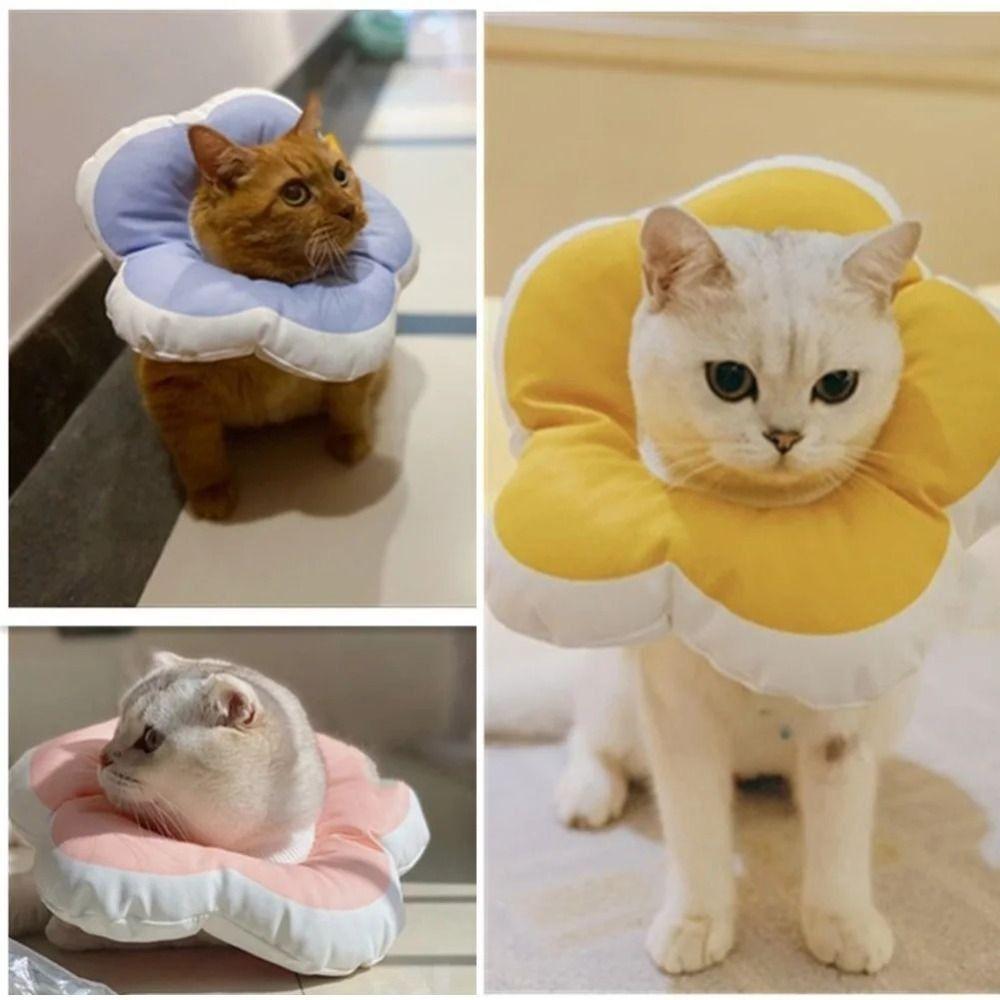 Ayarlanabilir Toka Çiçek Kedi Elizabeth Tasması Çok Renkli Evcil Hayvan Koruyucu Tasma Yara