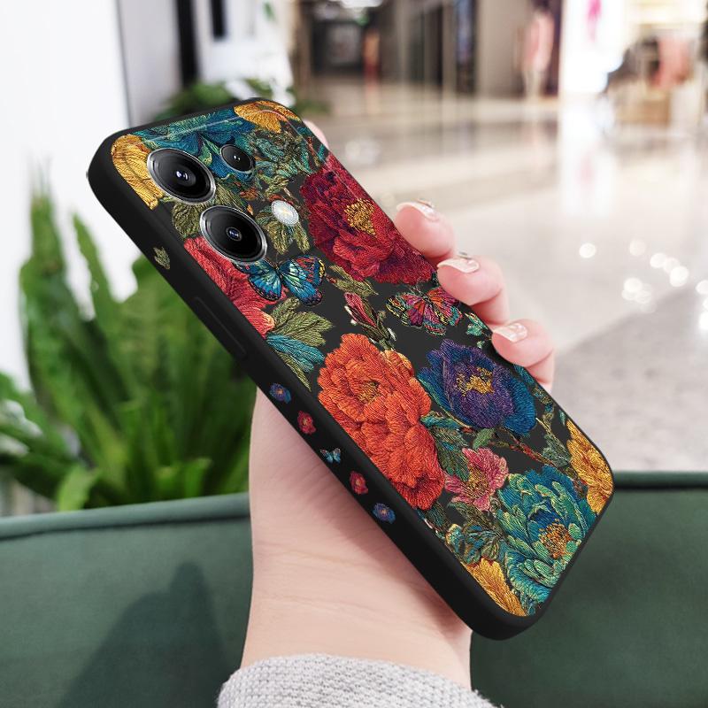 

Embroidery Flower Phone Case For Xiaomi Poco F7 X7 X6 F6 M6 M5 M5S F5 X5 F4 X4 M4 F3 M3 X3 Pro 4G 5G GT Silicone Cover Poco F6 Pro