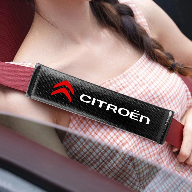 for Citroen C4 C3 C5 C1 C2 Berlingo C-Elysee C4-Picasso C4-Aircross Carbon fiber Car Seat belt Cover Protective Pad Accessories