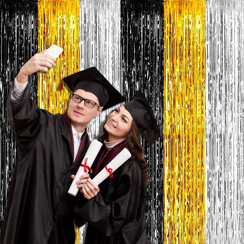Silk Tassel Door Curtain: Black, Gold & Silver Decoration for Parties, Events & Photos