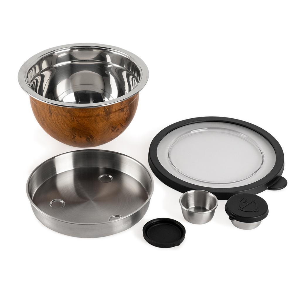 Children s Stainless Steel Anti-slip Tableware Set Non Slip Silicone Base Salad Bowl Stainless Steel (Brown,9 inch) коричневый