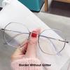 Oversize Square Plano Glasses for Women and Men Anti Blue Light Blocking Round Eyeglasses Shiny Glitter Frame Computer Eyewear