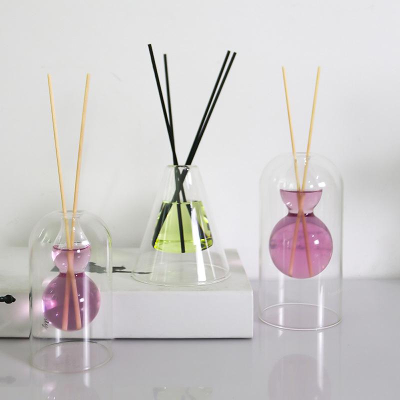 Hydroponic Flower Pot Small Bottle Double Layer Glass Aromatherapy Bottle