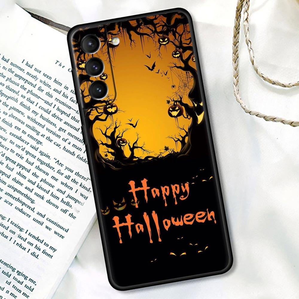 Happy Halloween S24 Ultra For Samsung Galaxy S23 Ultra S21 S20 FE S22 S10 S24 S23 Plus Case Cover Cat Bat Pumpkin Witch Castle
