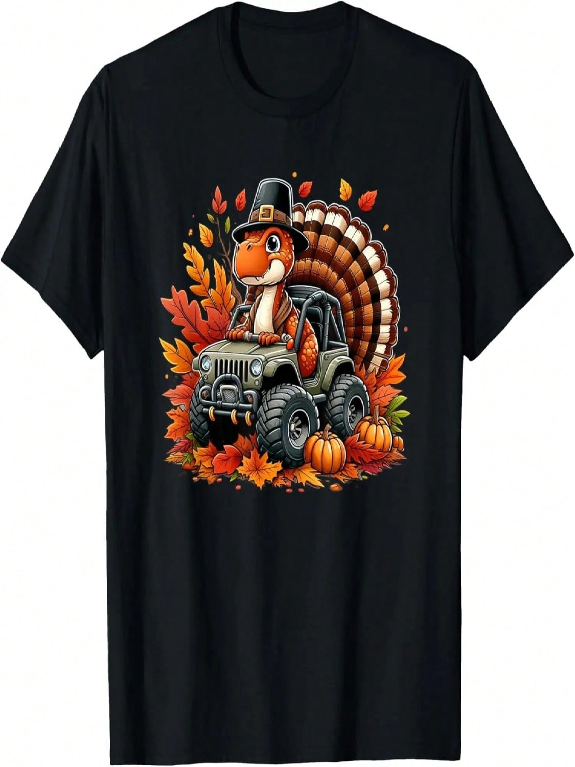 Thanksgiving Design Boys Kids Dinosaur T Rex Fall Truck T-Shirt S разноцветный