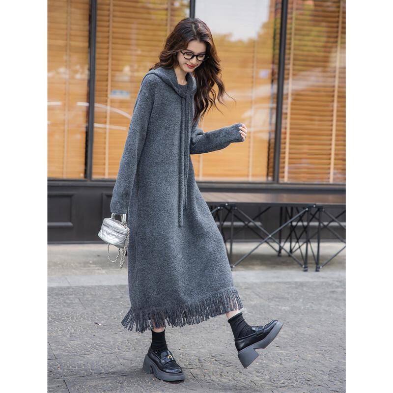 

Mokana Women s Detachable Hood Mid-Length Dress One Size