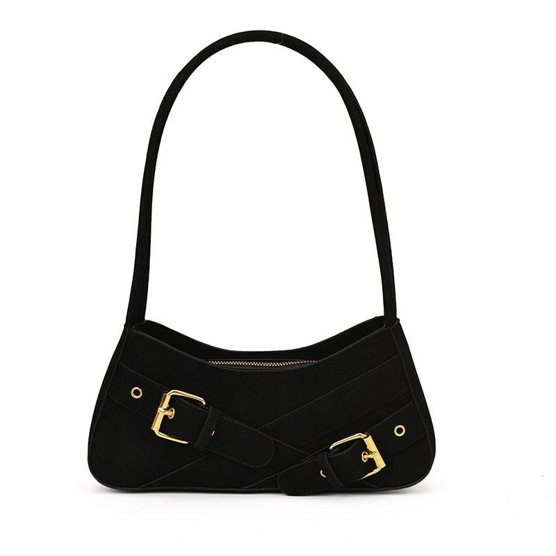 

Fashion high-end baguette armpit bag women s new niche locomotive bag portable versatile shoulder bag чёрный