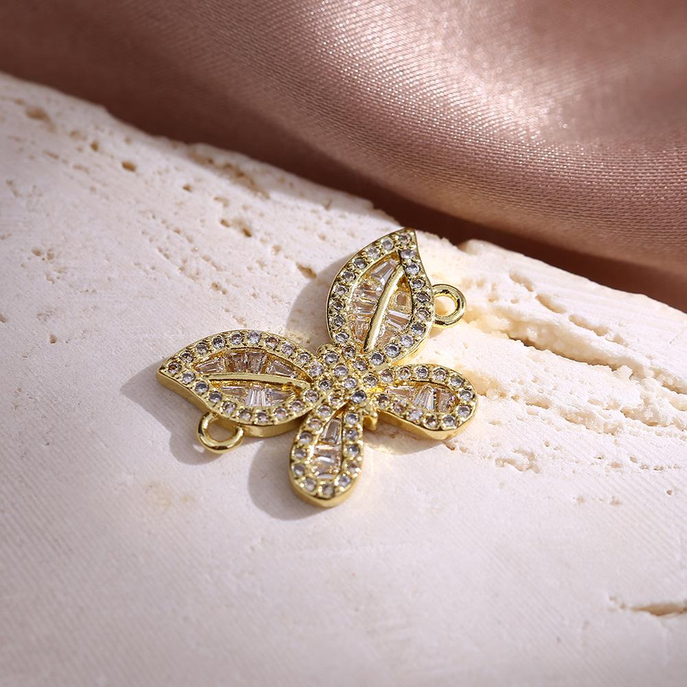 Gold Diamond Butterfly Copper Pendant, Opal Jewelry Accessories Diy Necklace Pendant Pendant Pendant