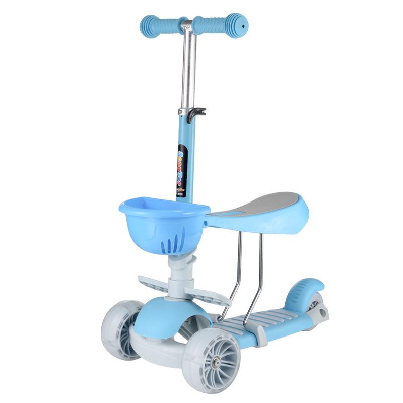3-in-1 Kids' Scooter for Ages 2-6: Convertible Seat, Flashing Wheels, Three-Wheel Wiggle Board.