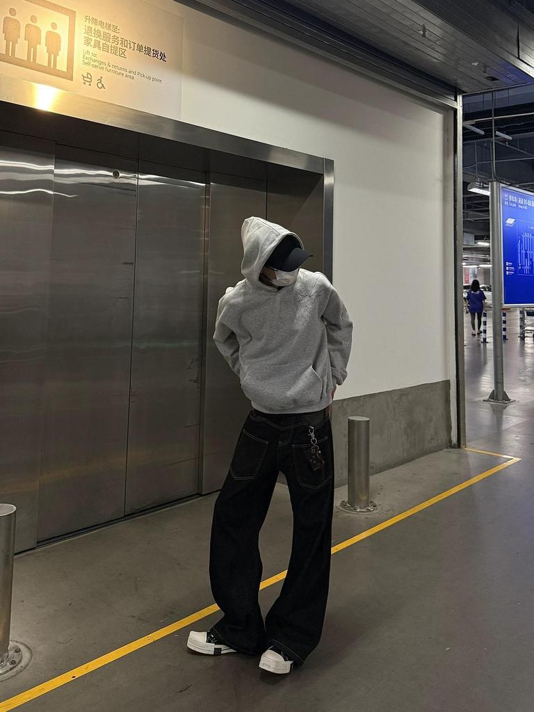 Unisex Retro Lightning Embroidery Hooded Sweatshirt - Loose Fit for Spring and Autumn