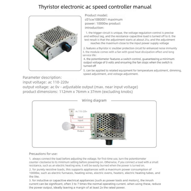 Metal and Plastic Variable Speed Regulator with Dimming and Temperature Adjustment for Lighting and Fan Control