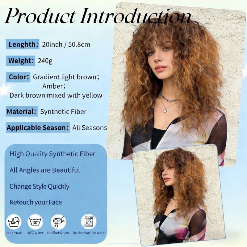 Stilvolle hitzebeständige Damen-Vollperücke: Europäisches & Amerikanisches Flauschiges Locken-Design