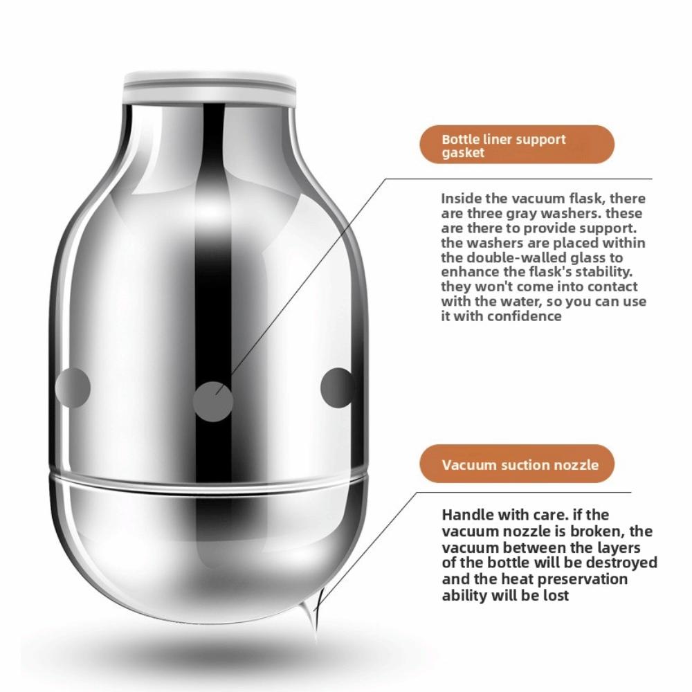 New Temperature Display Vacuum Thermal Flask 1 L Wooden Handle Insulation Kettle Large Capacity with Lid Tea Pot