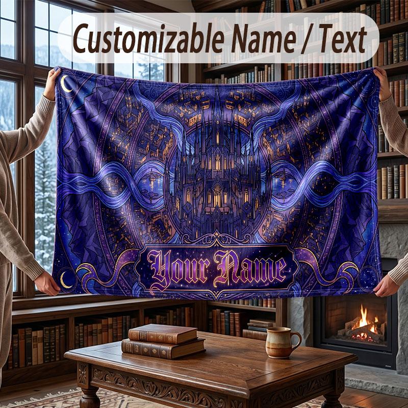 Coperta Morbida e Accogliente a Tema Magia Fantasy con Nome Personalizzato per Divano Letto Casa
