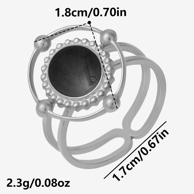 Different Style Silver Color Ring Black Oil Drop Open Adjustable Stainless Steel Rings For Women Men Accessories Enamel Jewelry