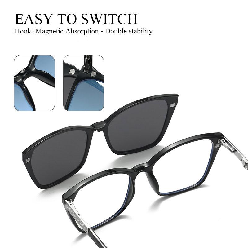 Anti Blue Rays Prescription Computer Glasses with Clip-on Sunglasses
