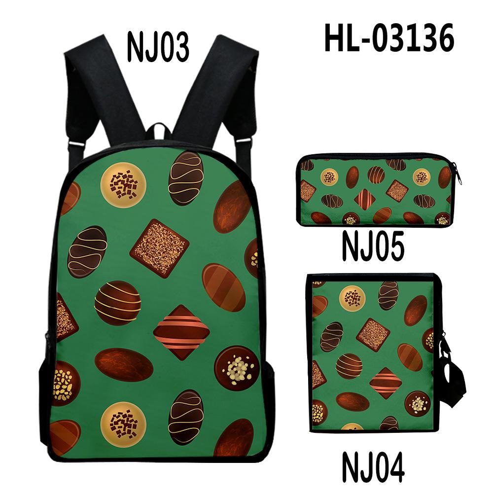 Harajuku Popular Cool Food 3D Print 3pcs/Set Pupil School Bags Laptop Daypack Backpack Inclined Shoulder Bag Pencil Case